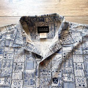 Maxx FM Mens L Short Sleeve Shirt Hawaiian Vacation Beach Pool Relax